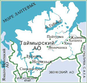 Подробная карта полуострова таймыр